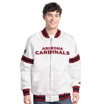 Men's Starter White Arizona Cardinals Scout Full-Snap Varsity Jacket