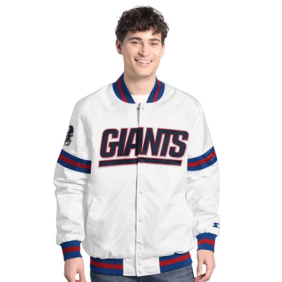 Men's Starter White New York Giants Scout Full-Snap Varsity Jacket