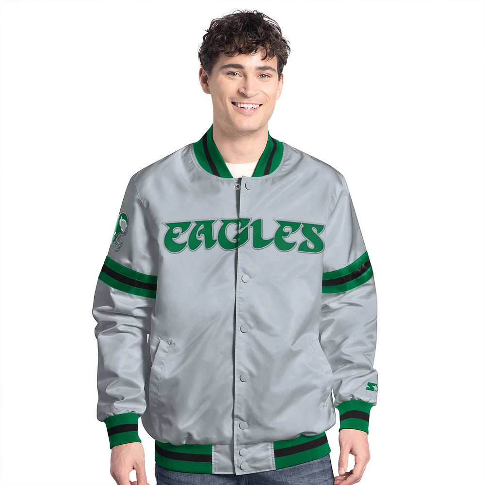 Men's Starter Philadelphia Eagles Vintage Scout Full-Snap Varsity Jacket