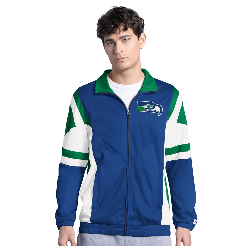 Men's Starter Royal Seattle Seahawks Contender Vintage Logo Full-Zip Track Jacket
