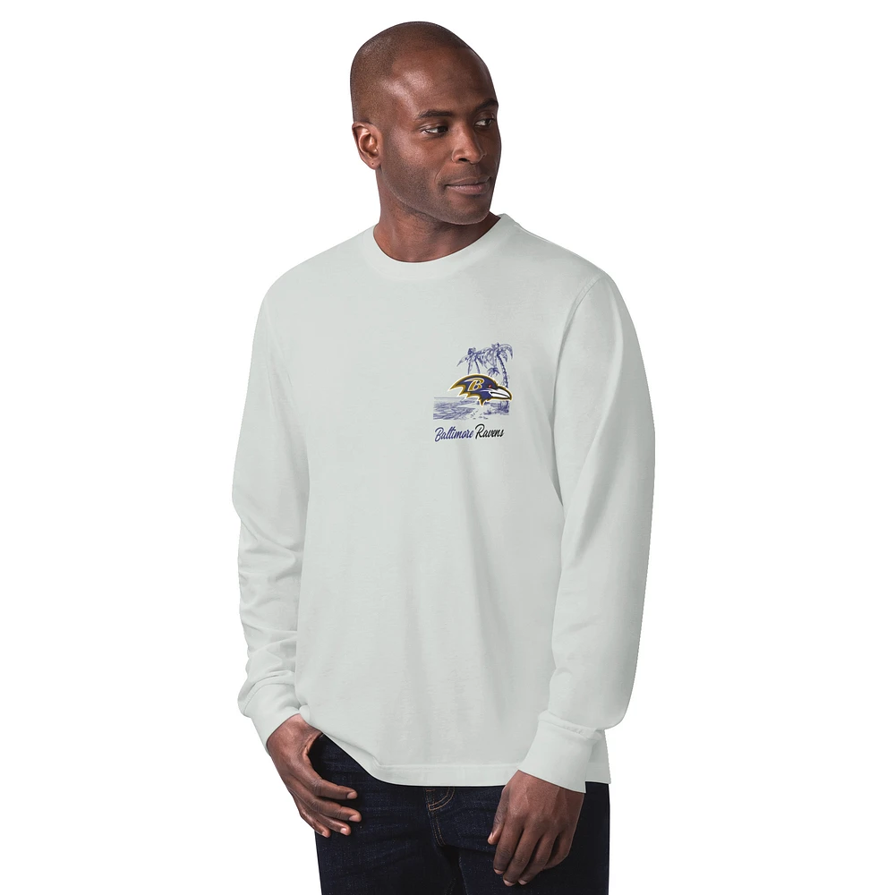 Men's Margaritaville Gray Baltimore Ravens It's Five O'Clock Somewhere Long Sleeve T-Shirt