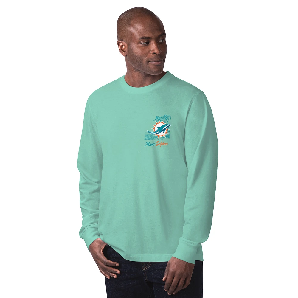 Men's Margaritaville Mint Miami Dolphins It's Five O'Clock Somewhere Long Sleeve T-Shirt