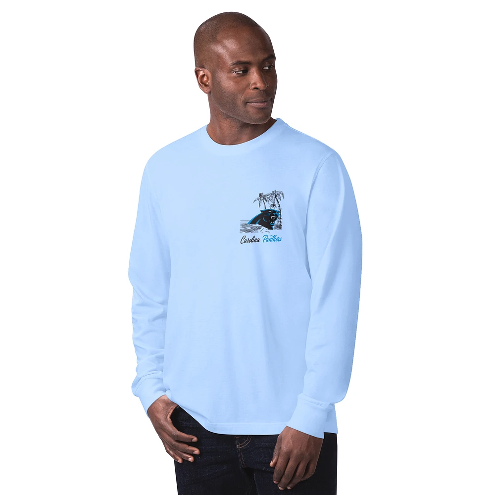 Men's Margaritaville Light Blue Carolina Panthers It's Five O'Clock Somewhere Long Sleeve T-Shirt