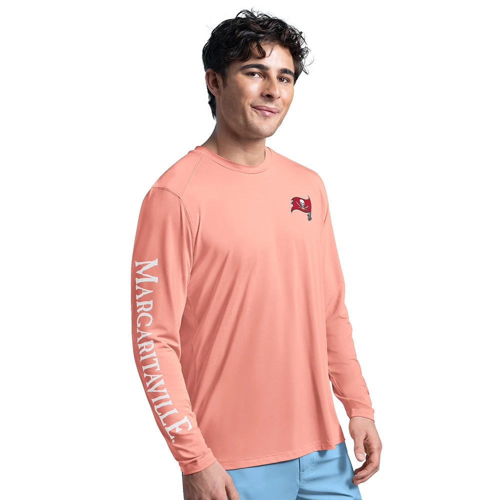 Men's G-III Sports by Carl Banks Coral Tampa Bay Buccaneers Margaritaville Rock Harbor Long Sleeve Rashguard Top