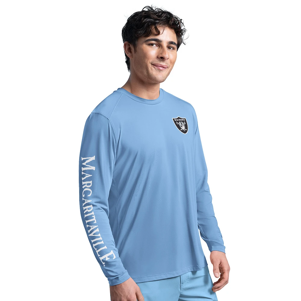 Men's G-III Sports by Carl Banks Light Blue Las Vegas Raiders Margaritaville Rock Harbor Long Sleeve Rashguard Top