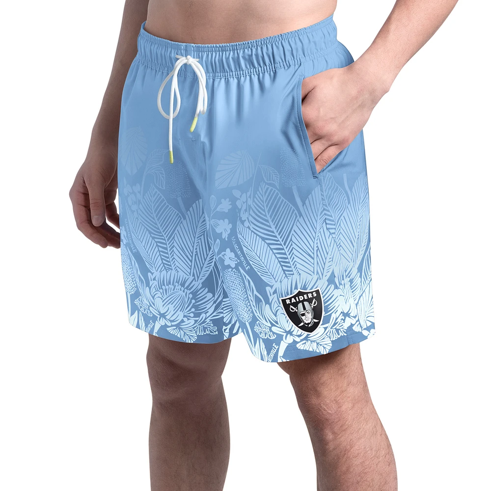 Men's Margaritaville Light Blue Las Vegas Raiders Lagoon Fiesta Swim Shorts