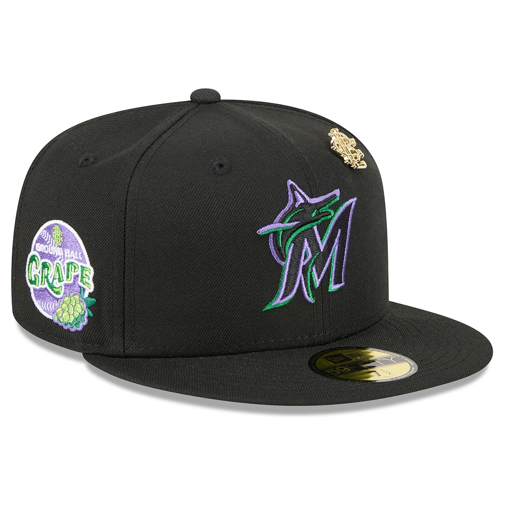 Men's New Era Black Miami Marlins 2025 Big League Chew 59FIFTY Fitted Hat