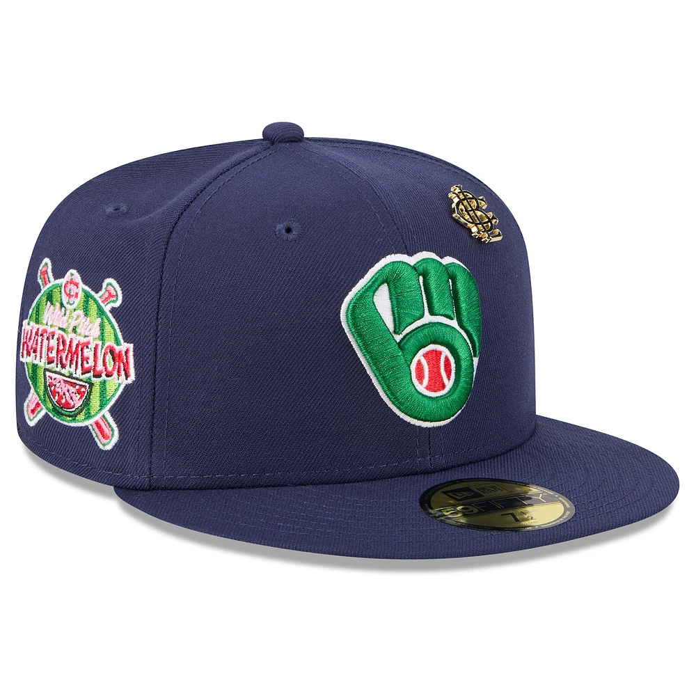 Men's New Era Navy Milwaukee Brewers 2025 Big League Chew 59FIFTY Fitted Hat
