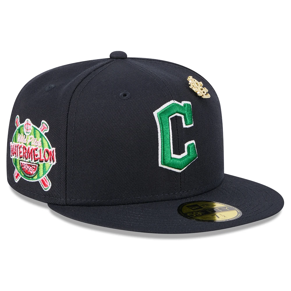 Men's New Era Navy Cleveland Guardians 2025 Big League Chew 59FIFTY Fitted Hat