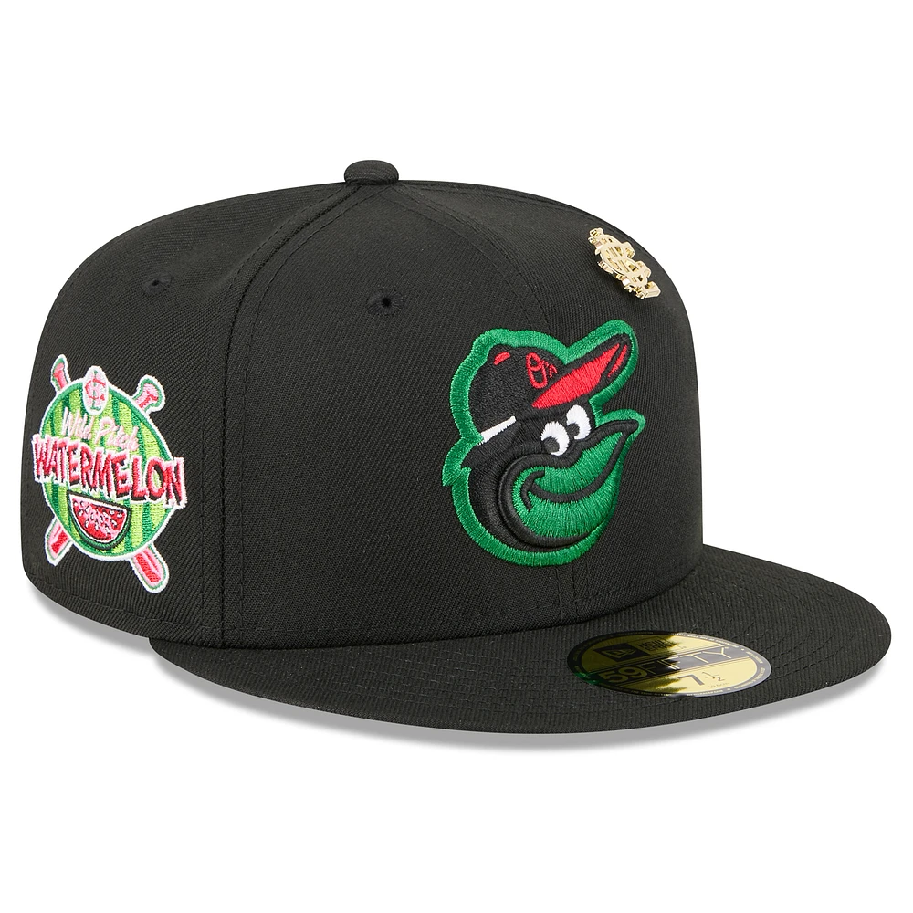 Men's New Era Black Baltimore Orioles 2025 Big League Chew 59FIFTY Fitted Hat