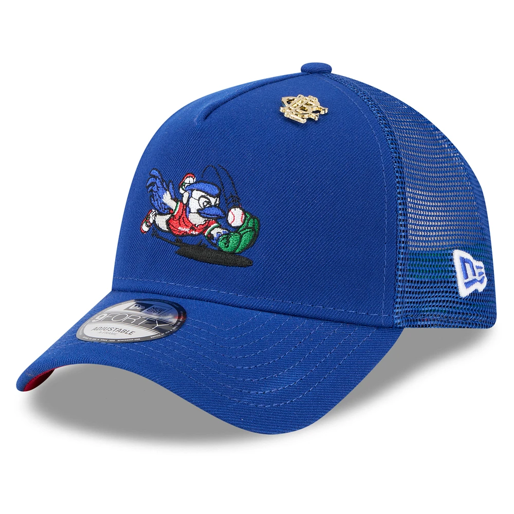 Men's New Era Royal Toronto Blue Jays 2025 Big League Chew A-Frame 9FORTY Adjustable Trucker Hat