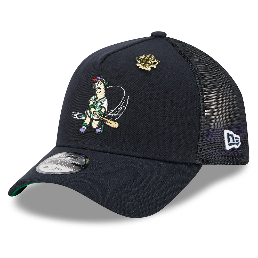 Men's New Era Navy Atlanta Braves 2025 Big League Chew A-Frame 9FORTY Adjustable Trucker Hat
