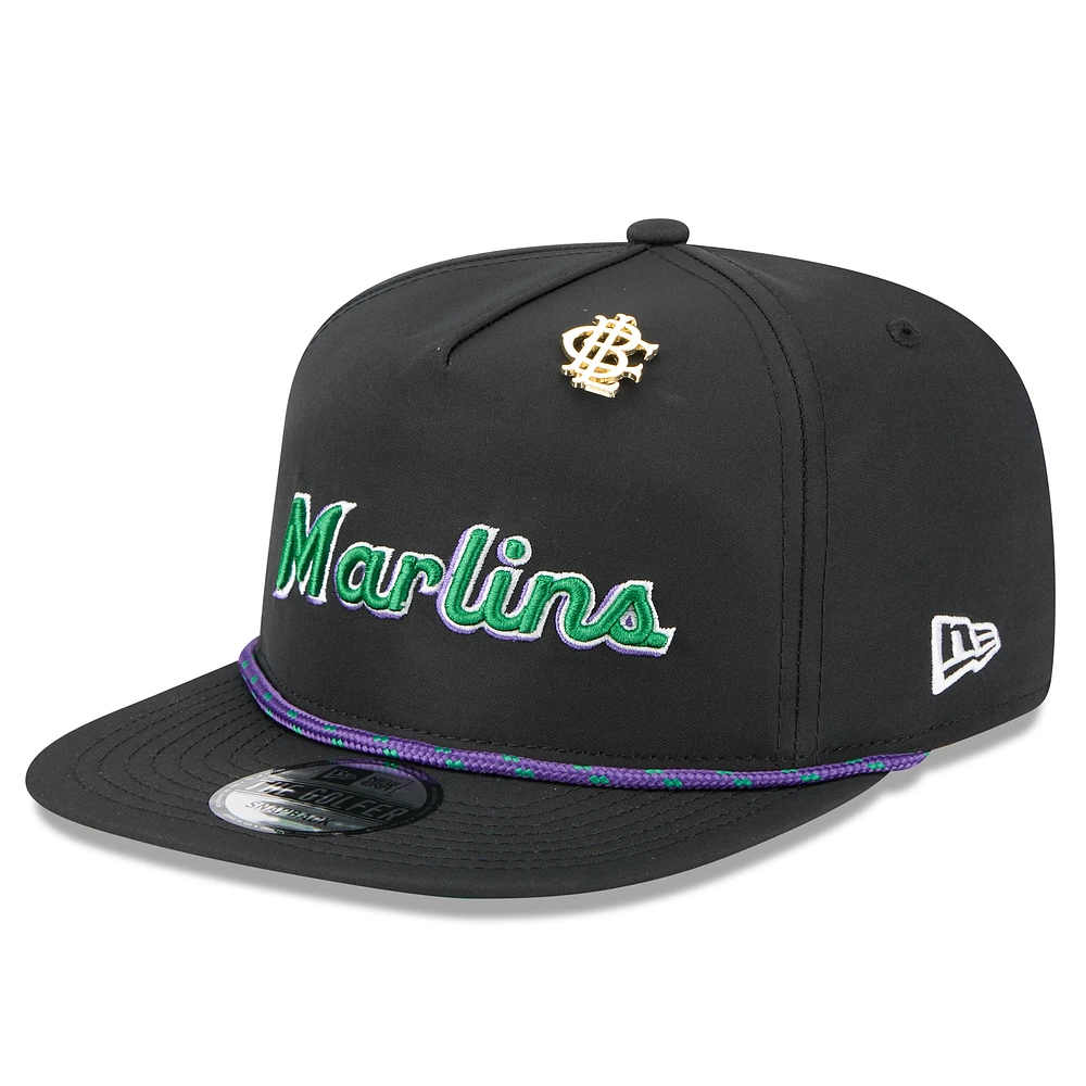 Men's New Era Black Miami Marlins 2025 Big League Chew Golfer Snapback Hat