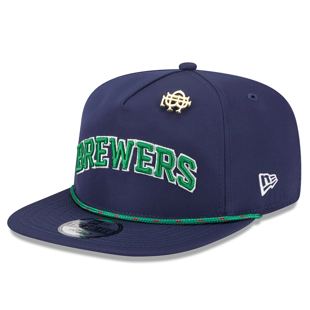 Men's New Era Navy Milwaukee Brewers 2025 Big League Chew Golfer Snapback Hat