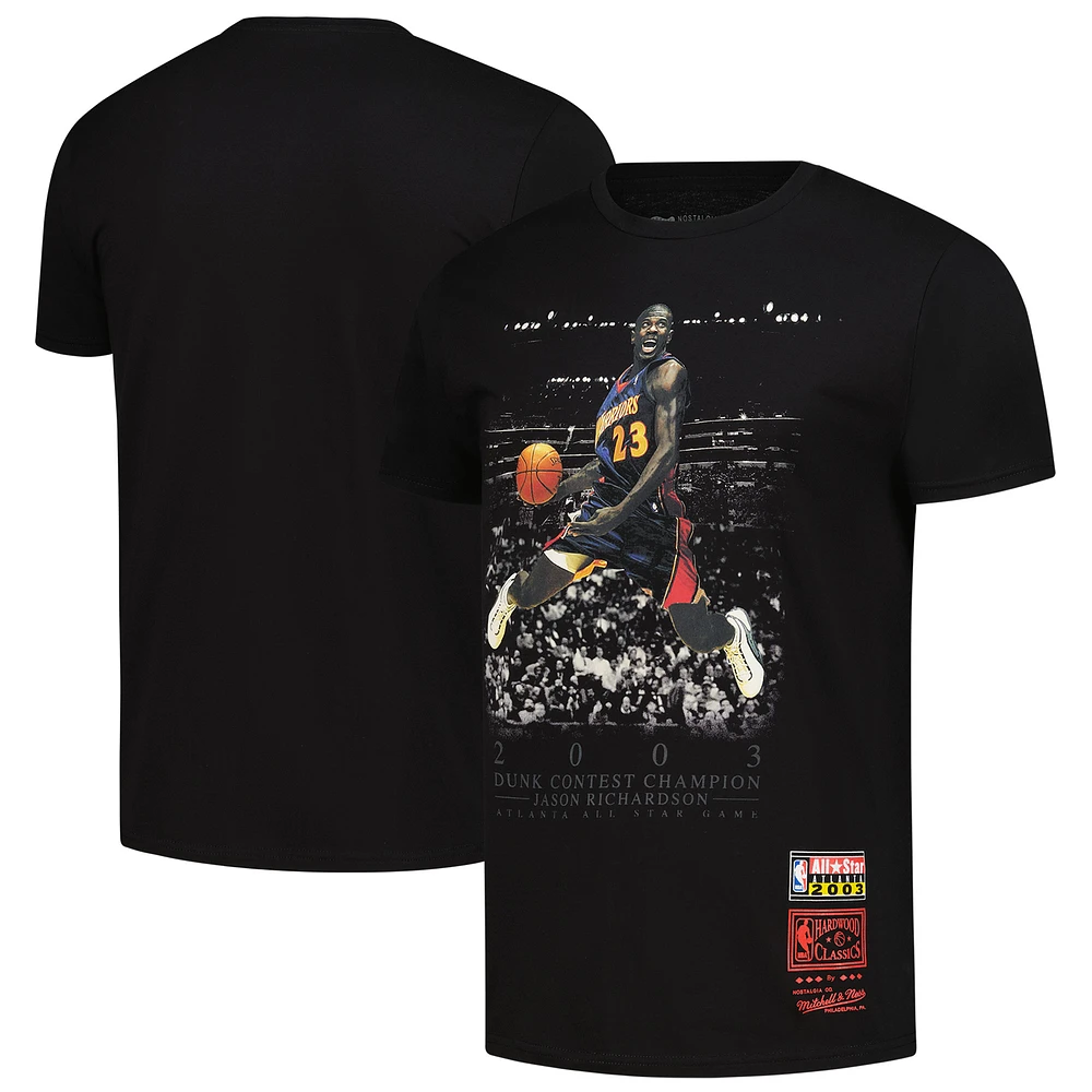 Men's Mitchell & Ness Jason Richardson Black 2003 NBA All-Star Game Hardwood Classic Slam Dunk Contest Champion T-Shirt