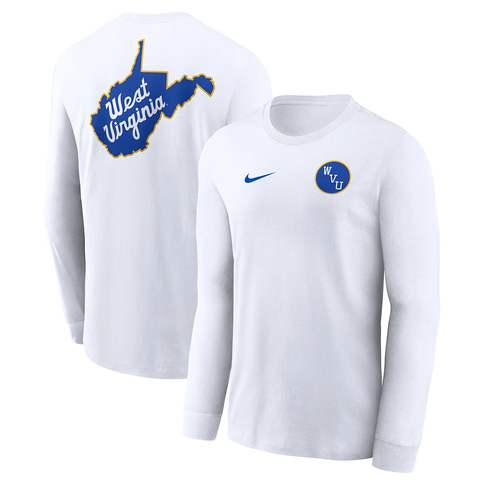 Men's Nike Jerry West White Virginia Mountaineers Warm Up Long Sleeve T-Shirt