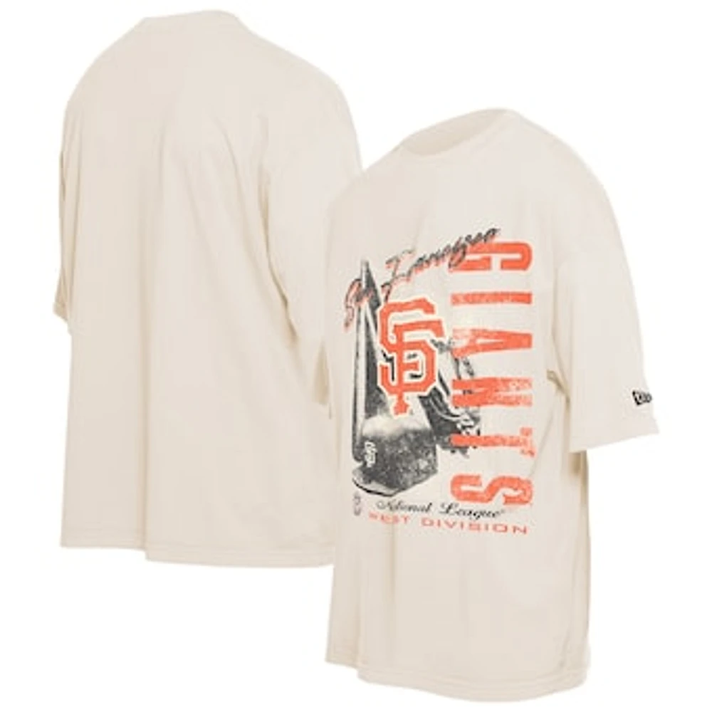 Men's New Era Cream San Francisco Giants Cooperstown Collection Oversized Throwback Distressed T-Shirt