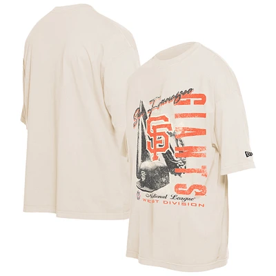 Men's New Era Cream San Francisco Giants Cooperstown Collection Oversized Throwback Distressed T-Shirt