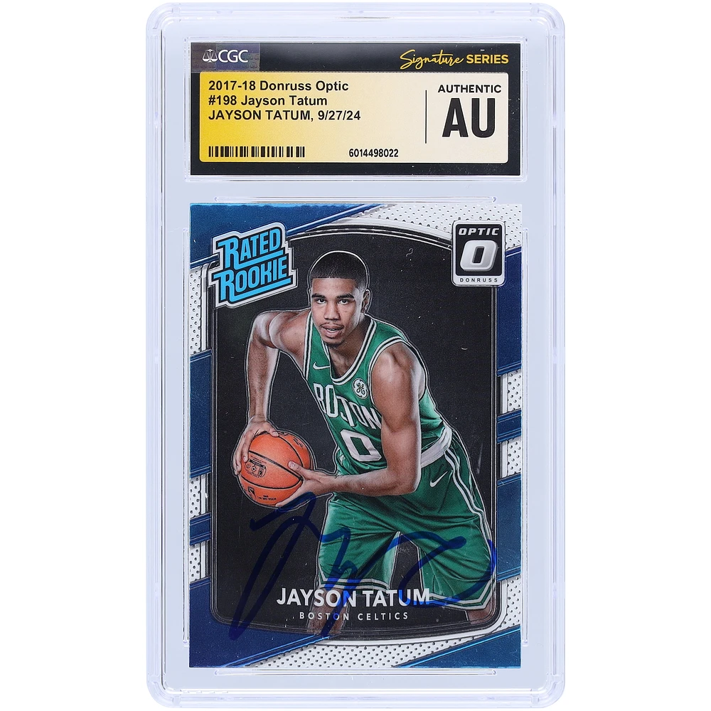 Jayson Tatum Boston Celtics Autographed 2017-18 Panini Donruss Optic Rated Rookie #198 CGC Fanatics Witnessed Authenticated Rookie Card
