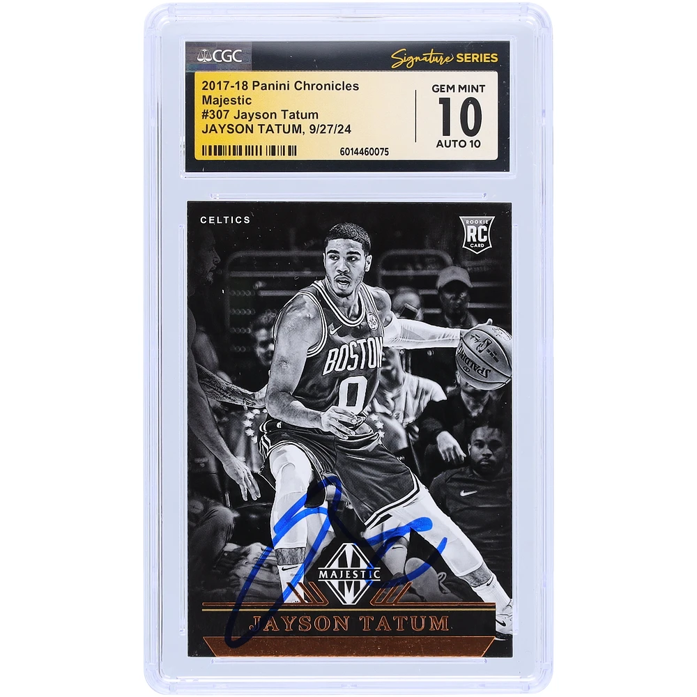 Jayson Tatum Boston Celtics Autographed 2017-18 Panini Chronicles Majestic #307 CGC Fanatics Witnessed Authenticated 10/10 Rookie Card