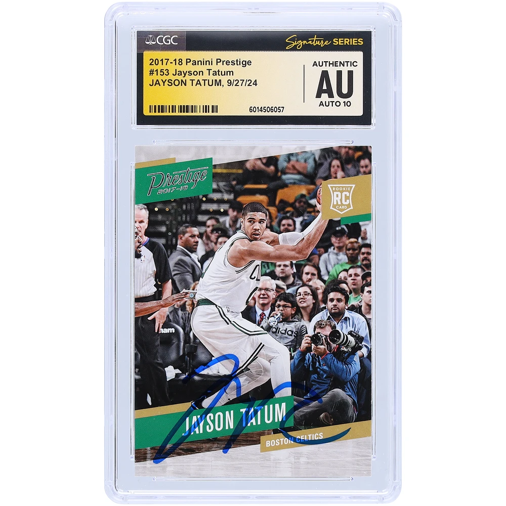 Jayson Tatum Boston Celtics Autographed 2017-18 Panini Prestige #153 CGC Fanatics Witnessed Authenticated Auto 10 Rookie Card