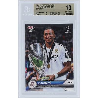 Kylian Mbappé Real Madrid 2024-25 Topps Now UCL First Game. First Goal. First Trophy. #2 BGS Authenticated 10 Card - 10,10,10,9.5 Subgrades