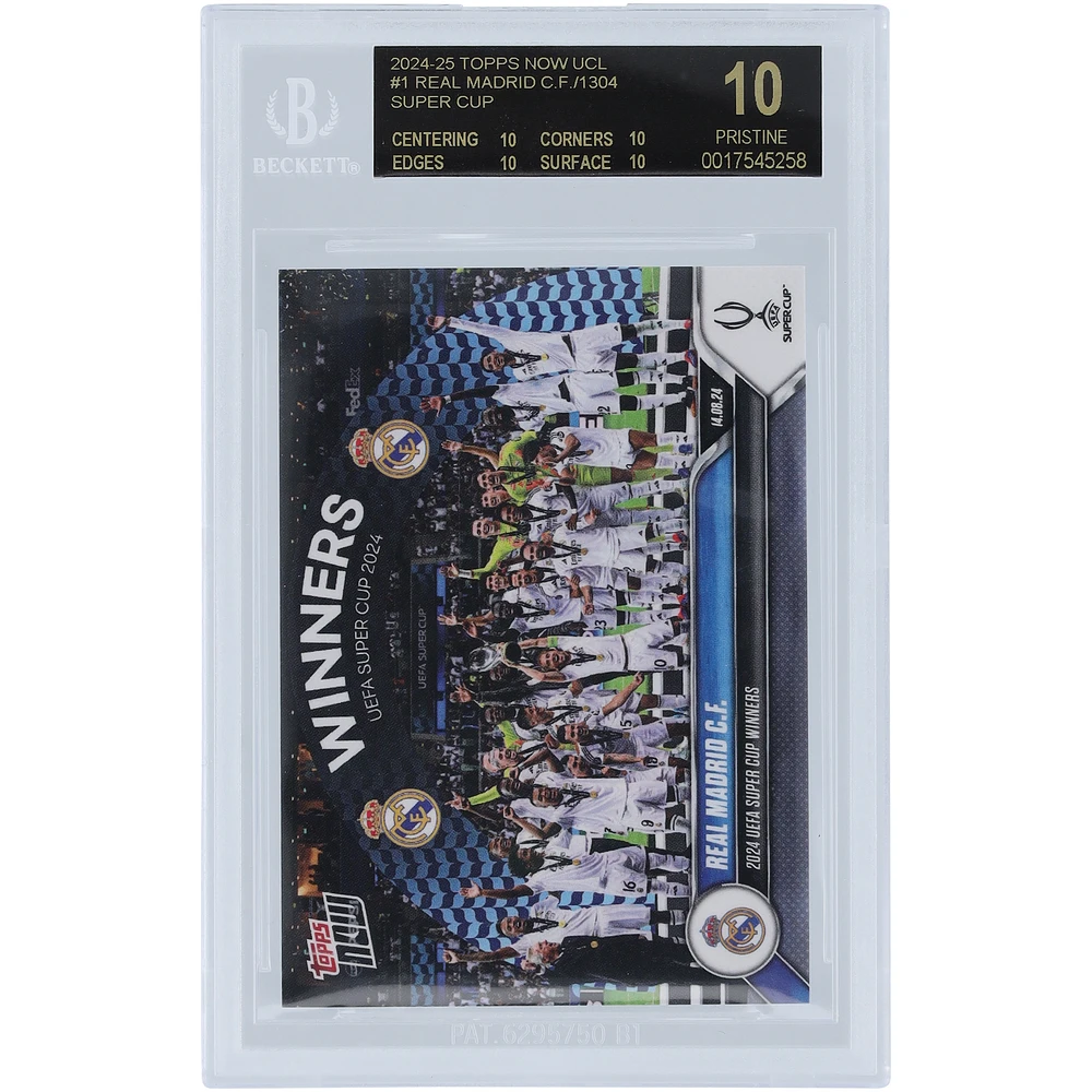 Real Madrid CF 2024-25 Topps Now UCL 2024 UEFA Super Cup Winners Black Label #1 BGS Authenticated 10 Card - 10,10,10,10 Subgrades