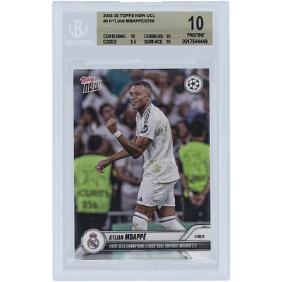 Kylian Mbappé Real Madrid 2024-25 Topps Now UCL First UEFA Champions League Goal For Real Madrid CF #5 BGS Authenticated 10 Card - 10,10,9.5,10 Subgrades