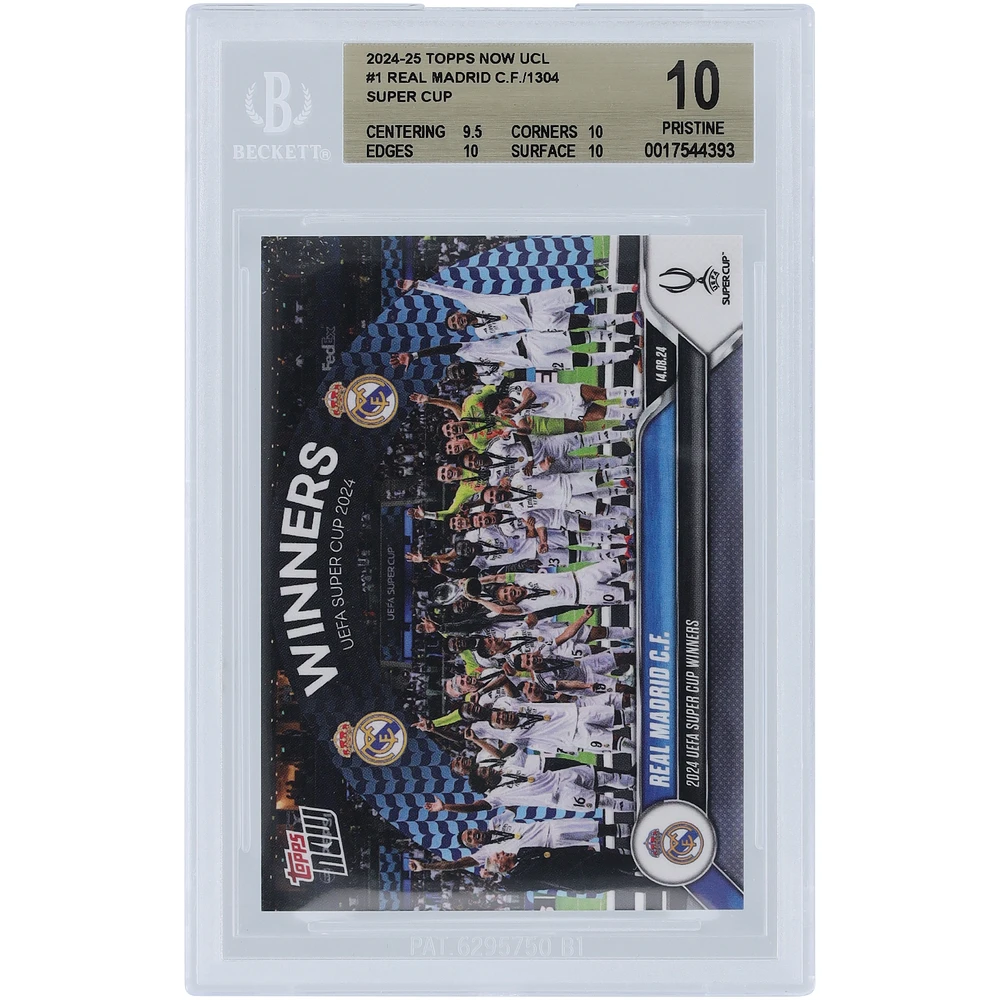 Real Madrid CF 2024-25 Topps Now UCL 2024 UEFA Super Cup Winners #1 BGS Authenticated 10 Card - 9.5,10,10,10 Subgrades