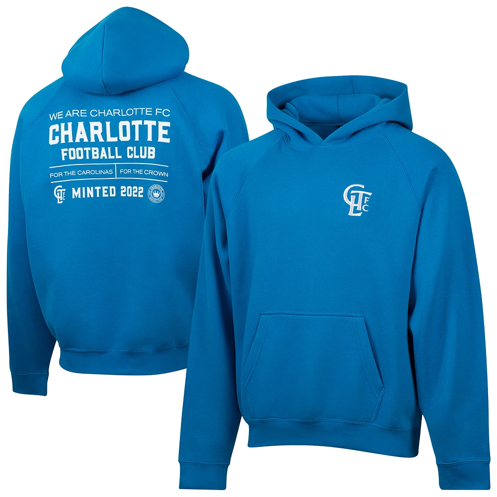Men's Blue Charlotte FC Hometown Oversized Raglan Pullover Hoodie
