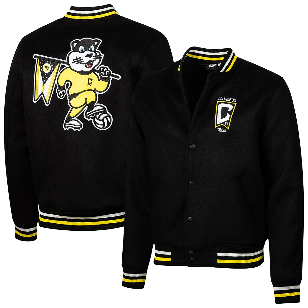 Men's Sport Design Sweden Black Columbus Crew Free Kick Wool Full-Snap Varsity Jacket