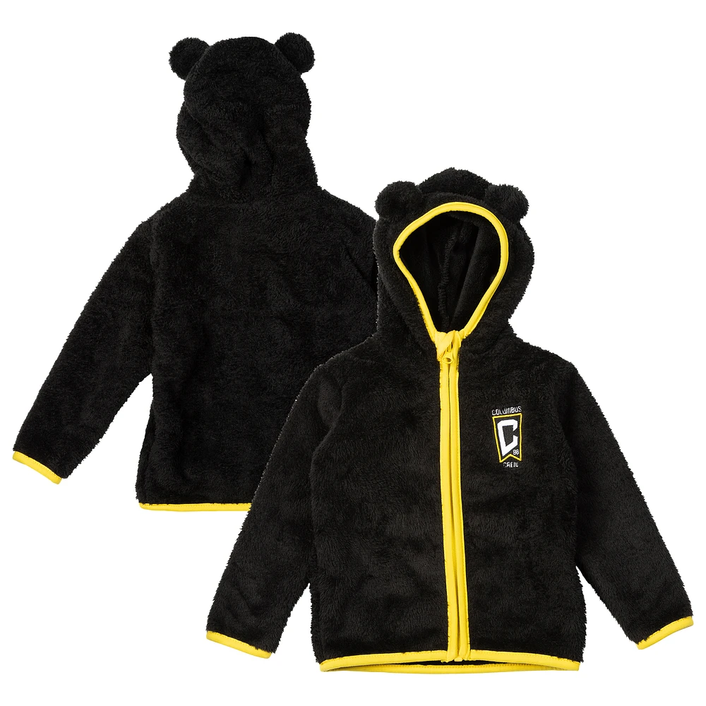 Toddler Sport Design Sweden Black Columbus Crew Tie-Breaker Teddy Full-Zip Hoodie