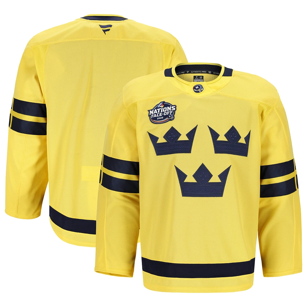 Men's Fanatics Yellow Sweden 2025 4 Nations Face-Off Authentic Pro Jersey