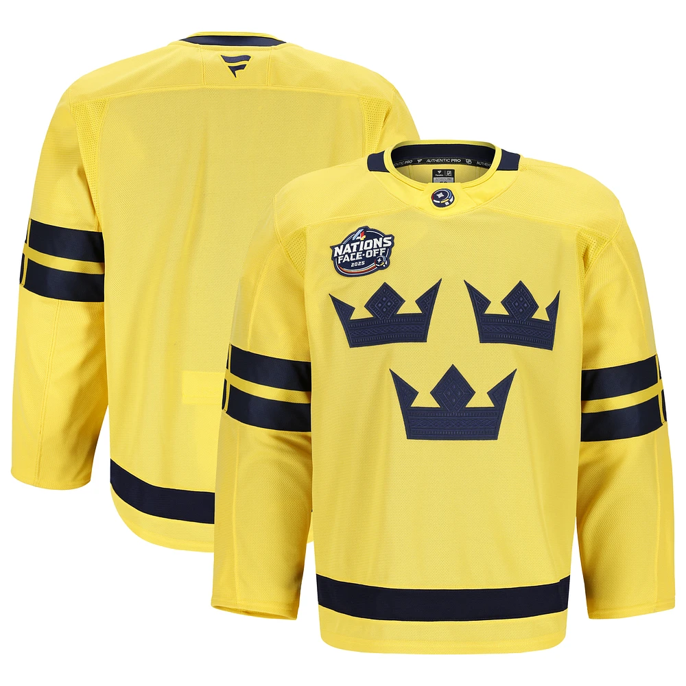 Men's Fanatics Yellow Sweden 2025 4 Nations Face-Off Authentic Pro Jersey