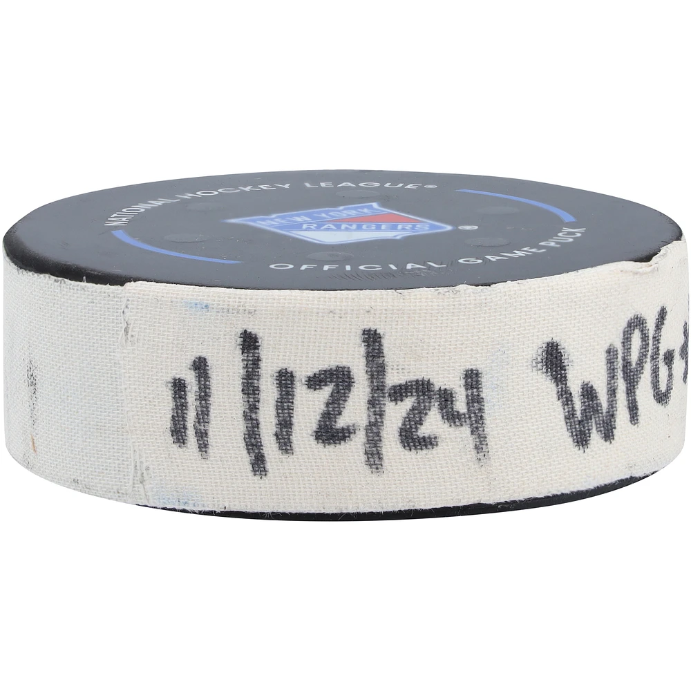 Kyle Connor Winnipeg Jets Game-Used Goal Puck from November 12, 2024 vs. New York Rangers