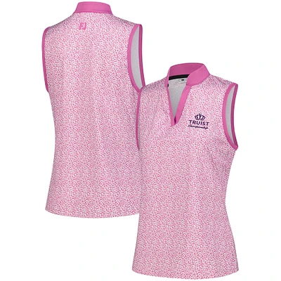 Women's FootJoy Pink Truist Championship ProDry Printed Sleeveless Polo