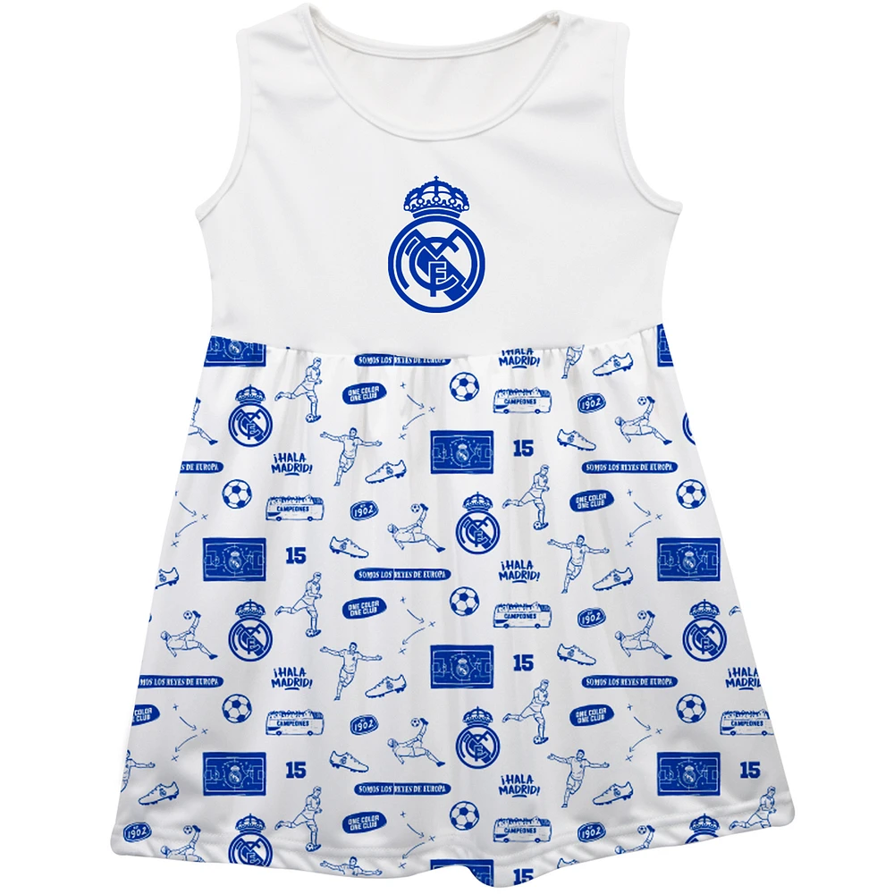 Girls Infant Vive La Fete White/Blue Real Madrid Impressions Artwork Tank Top Dress