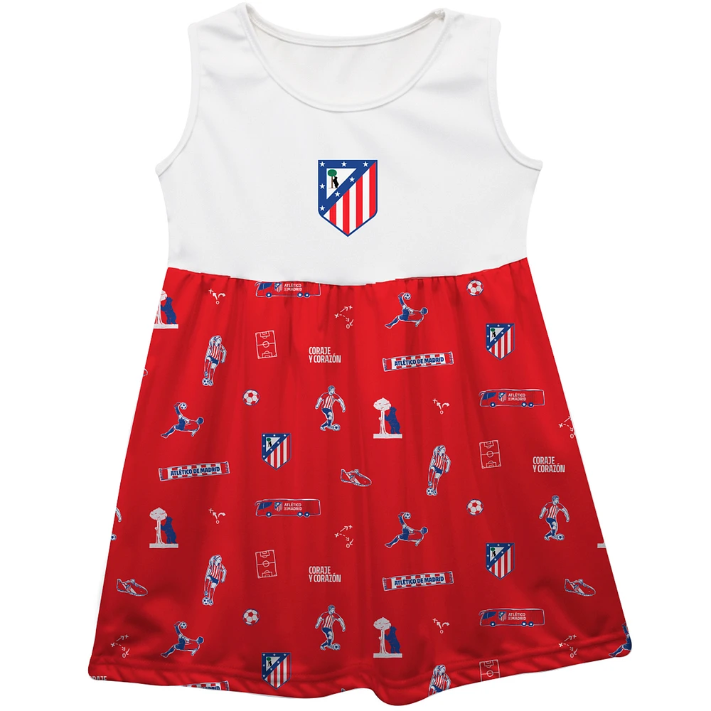 Girls Infant Vive La Fete Red Atletico de Madrid Impressions Artwork Tank Top Dress