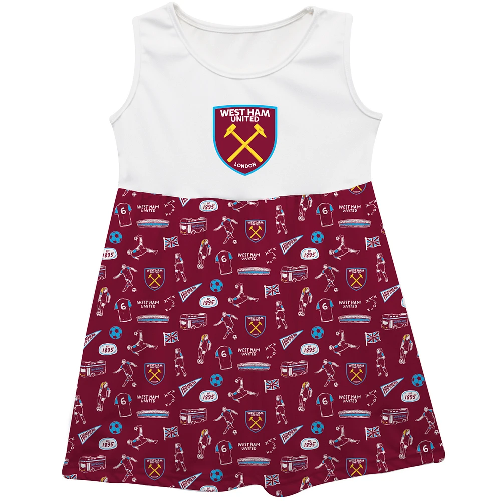 Girls Toddler Vive La Fete Claret West Ham United Impressions Artwork Tank Top Dress