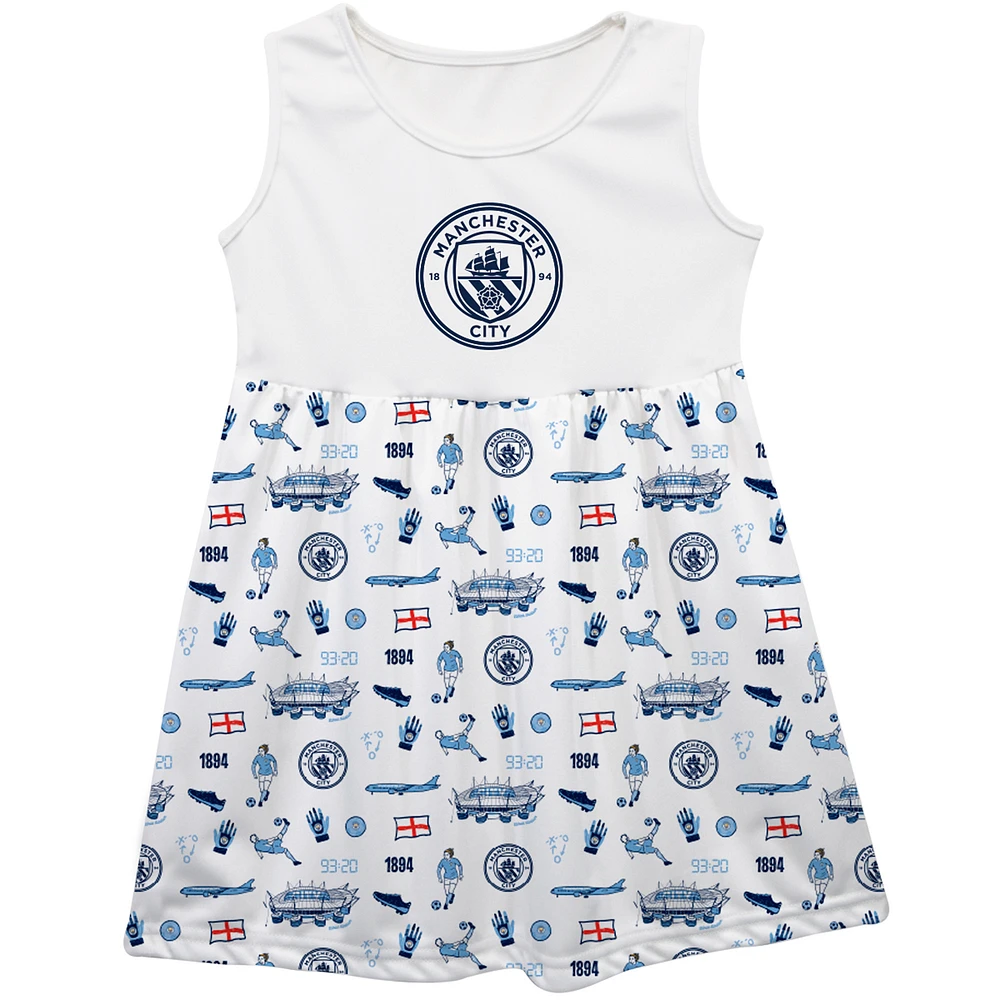 Girls Toddler Vive La Fete White Manchester City Impressions Artwork Tank Top Dress
