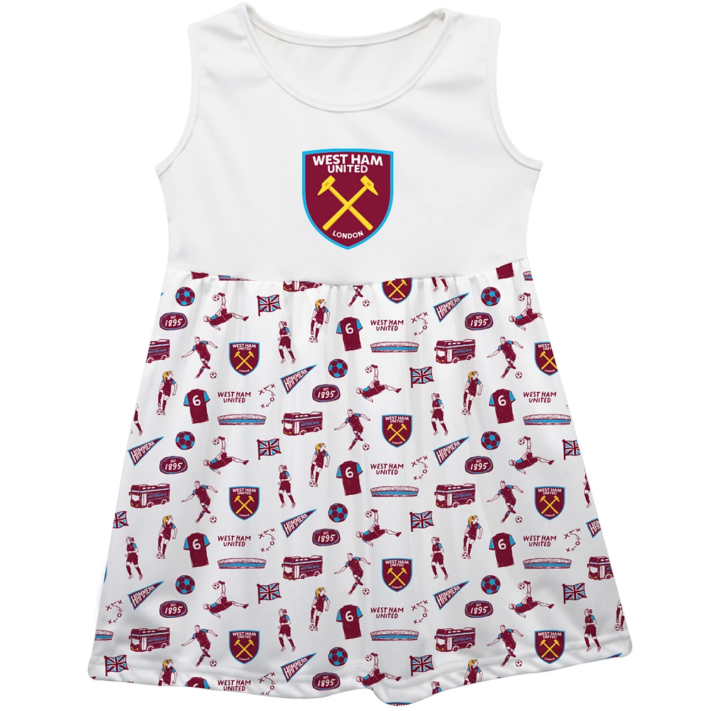 Girls Toddler Vive La Fete White West Ham United Impressions Artwork Tank Top Dress