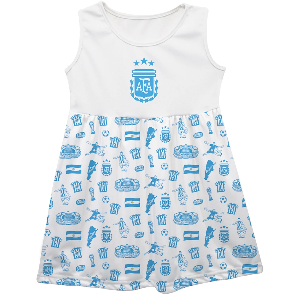 Girls Toddler Vive La Fete White Argentina National Team Impressions Artwork Tank Top Dress
