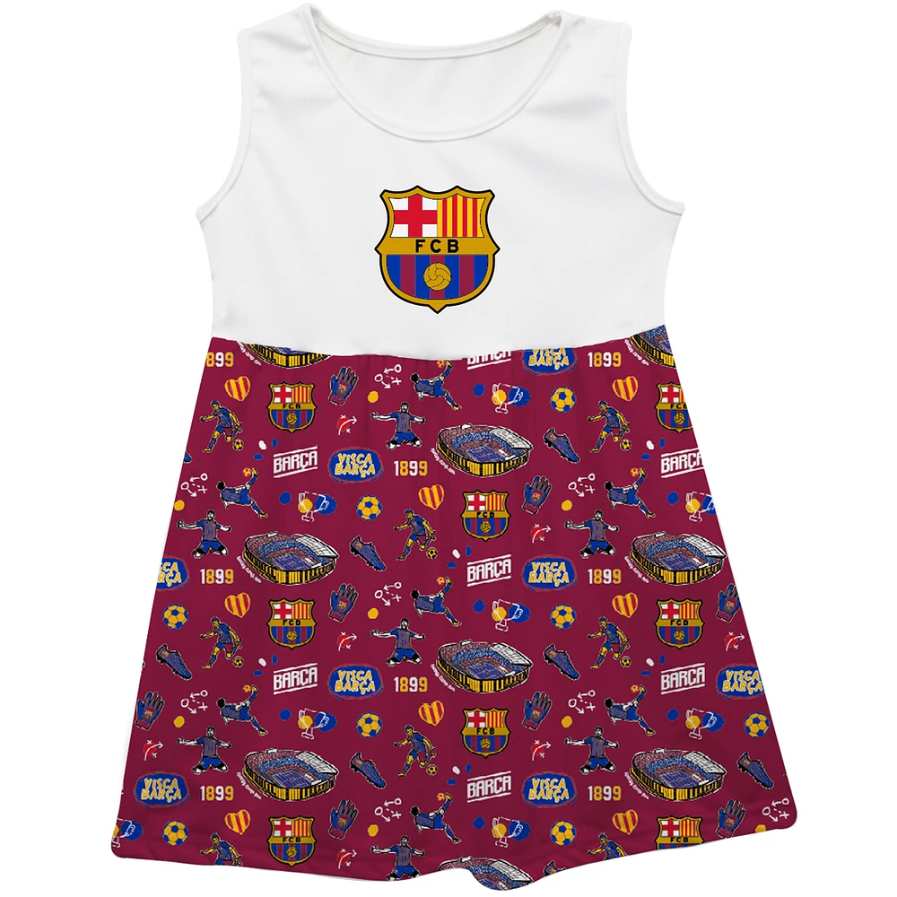 Girls Toddler Vive La Fete Maroon Barcelona Impressions Artwork Tank Top Dress
