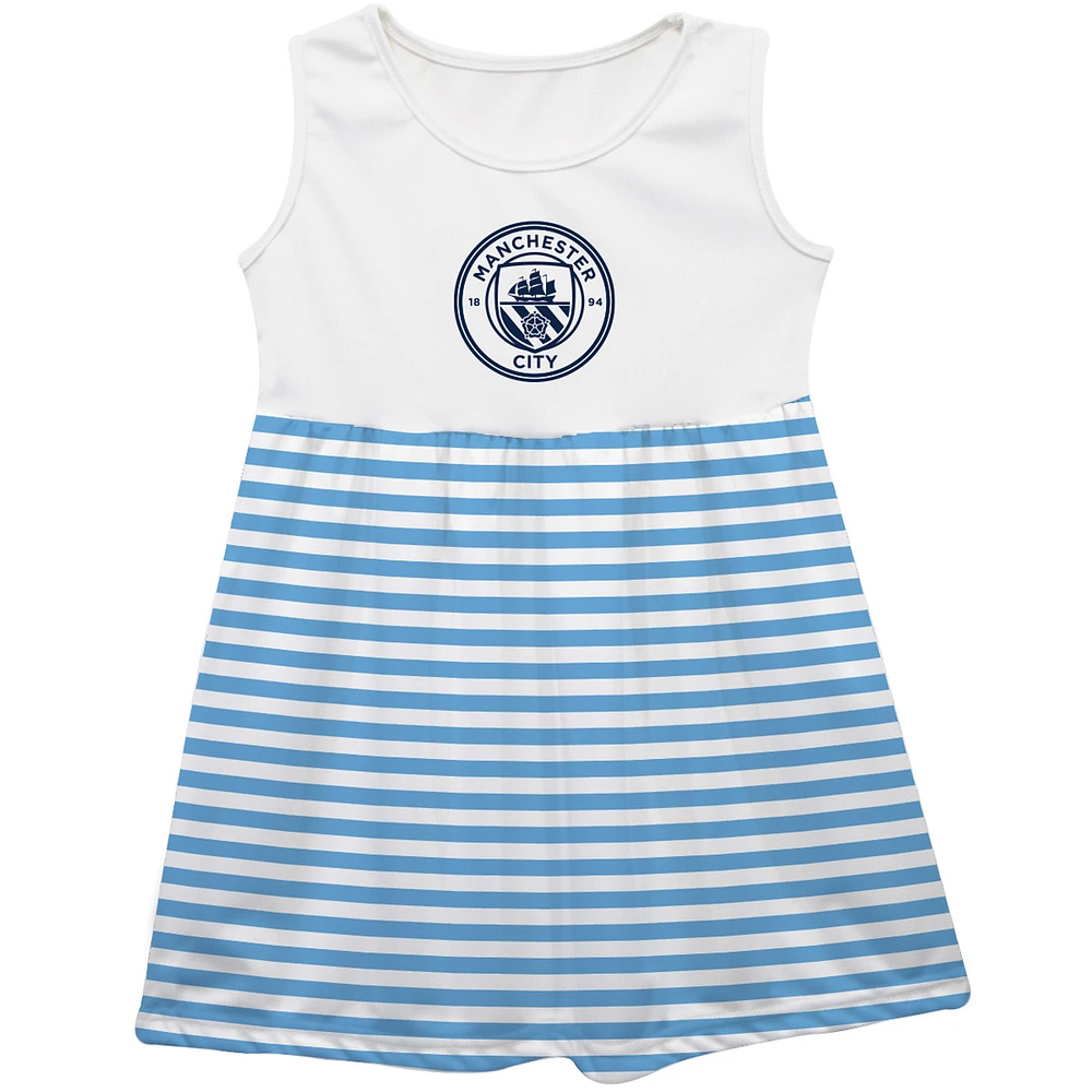 Girls Toddler Vive La Fete Sky Blue Manchester City Striped Tank Top Dress