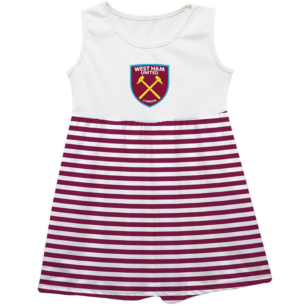 Girls Youth Vive La Fete Claret West Ham United Striped Tank Top Dress