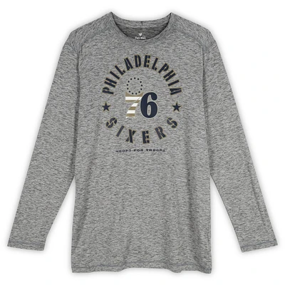 Philadelphia 76ers Team-Issued Gray "Hoops For Troops" Long Sleeve T-Shirt from the 2024-25 NBA Season