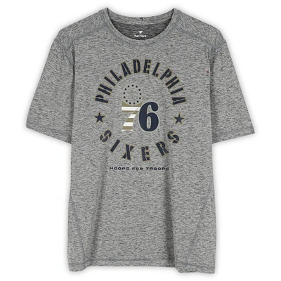 Philadelphia 76ers Team-Issued Gray "Hoops For Troops" T-Shirt from the 2024-25 NBA Season