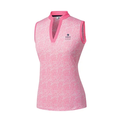 Women's FootJoy Pink The Zurich Classic Printed Sleeveless Polo