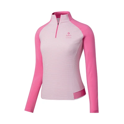 Women's FootJoy Pink The Zurich Classic Raglan Striped Quarter-Zip Pullover