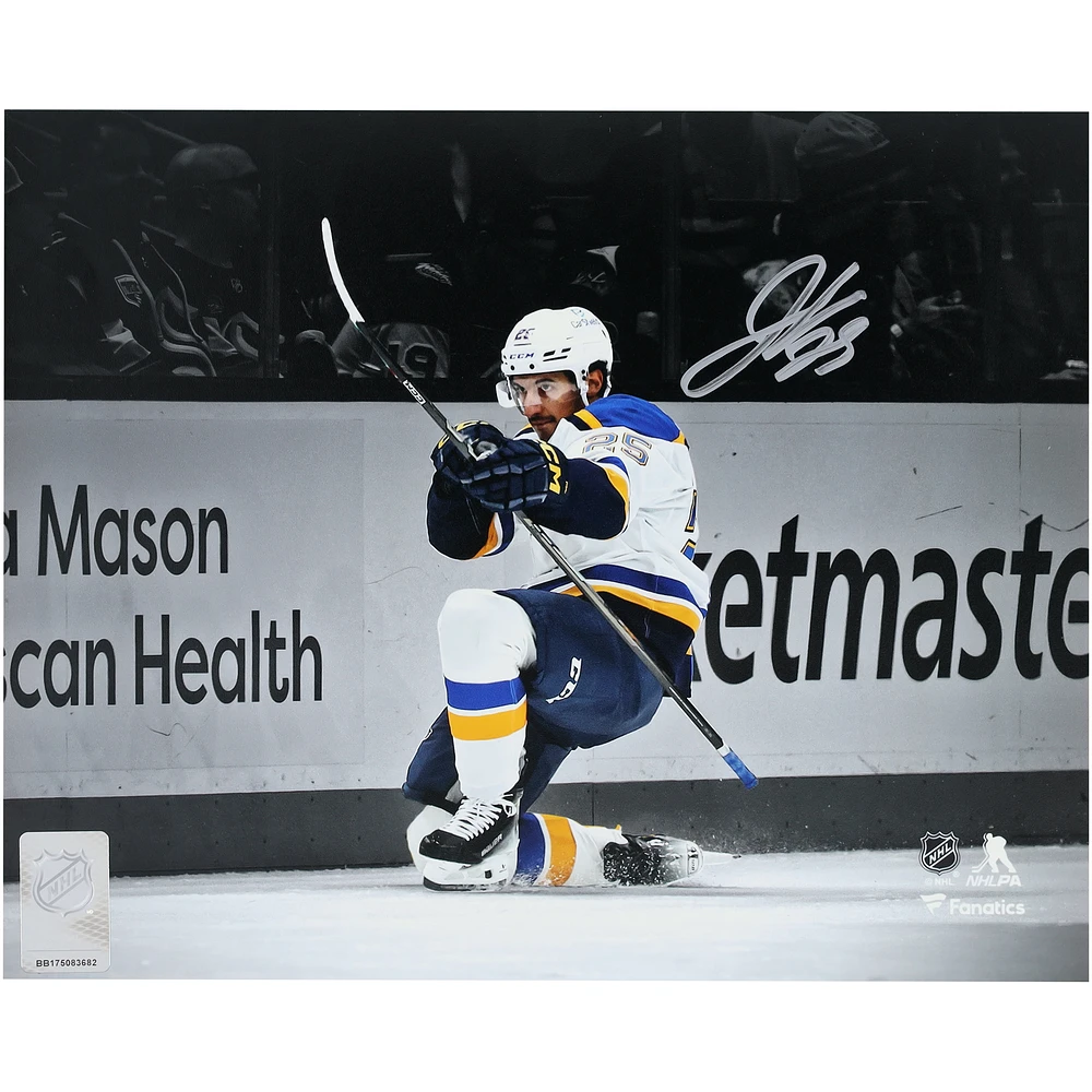 Jordan Kyrou St. Louis Blues Autographed 8" x 10" White Jersey Celebration Photograph